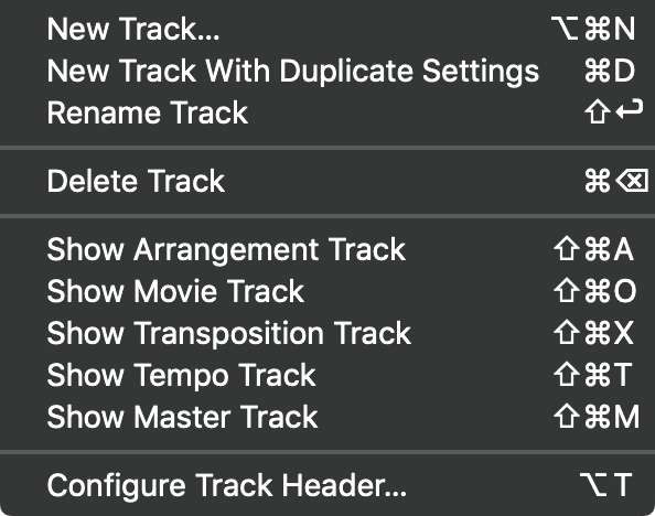 Screen capture of the "Configure Track Header..." popup